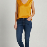 Top Elegante in Satin a Taglio Vivo LES1432 SENAPE MARICLA 