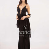 abito sirena corpetto ricamato ANT20412XJ NERO ANTILLE ELEGANCE 