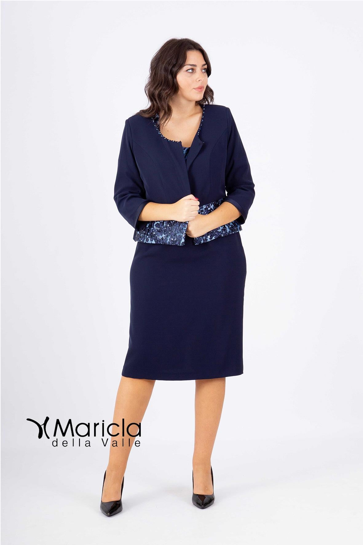 tubino ric.+bolero PF4110 BLU PAOLA FORTI 