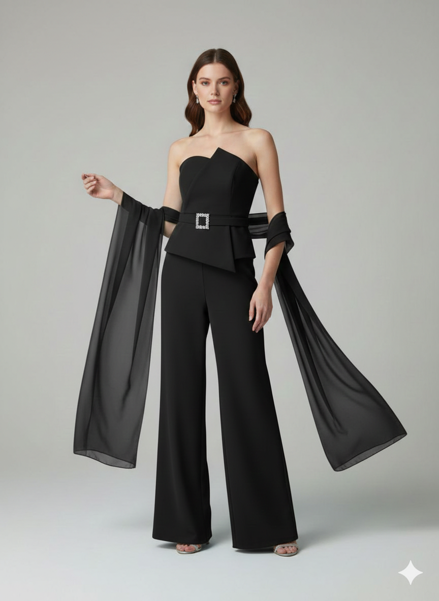 tuta con baschina asimmetrica LH105TU NERO SHARON 