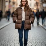 Piumino Corto Oversize con Maniche Ample AZ6837 MORO MARICLA 