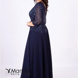 lungo con manica paiette JC34810 BLU MARICLA ELEGANCE 