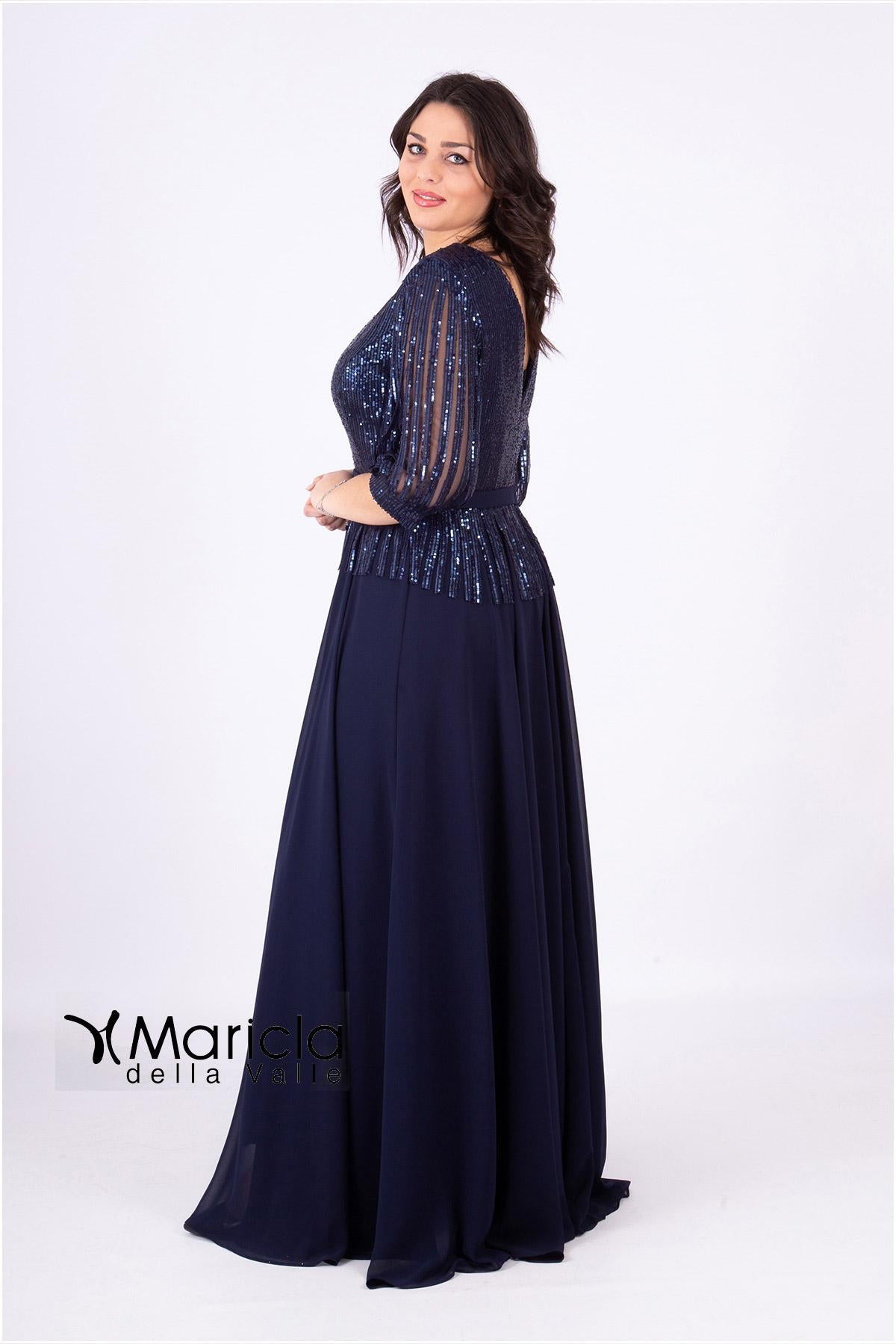 lungo con manica paiette JC34810 BLU MARICLA ELEGANCE 