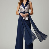 tuta con corpetto paiette fantasia LH108 BLU LUDOVICA HASSLER 
