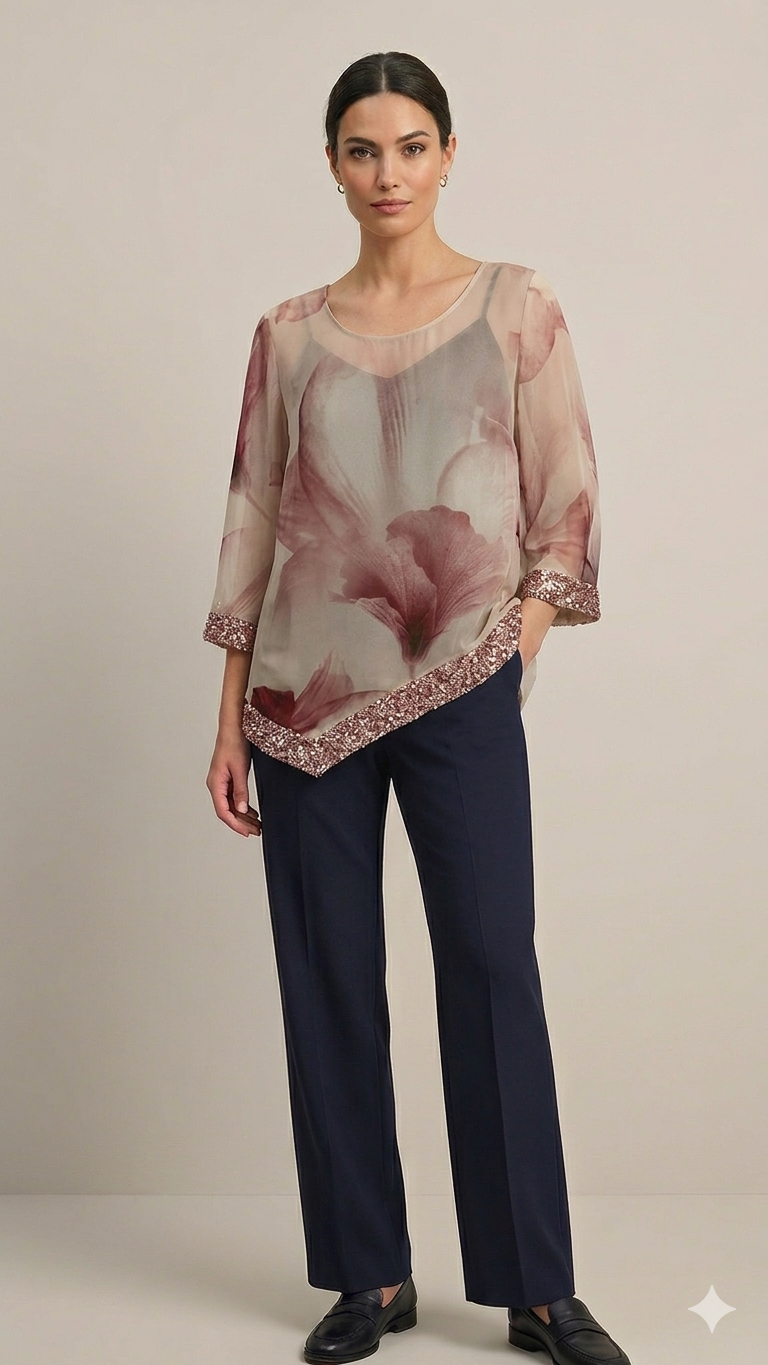 casacca fantasia con paiette DB10990 ROSA MARICLA 