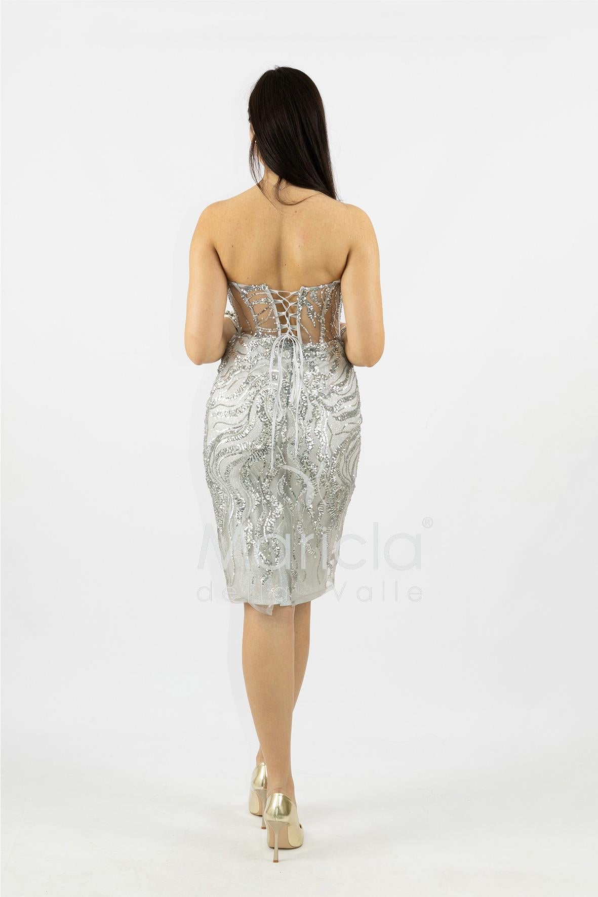 abito midi paiette SH861AC ARGENTO SHARON 