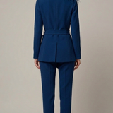 tailleur con piume bavero EC04609 BLU MARICLA 