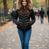 Giaccone piumino con cappuccio LIN3456 NERO LINDAS 