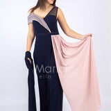 Tuta bicolore con strass PF507 BLU PAOLA FORTI 