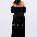 abito lungo perle maniche aggiunte CAR58168 NERO MARICLA ELEGANCE 