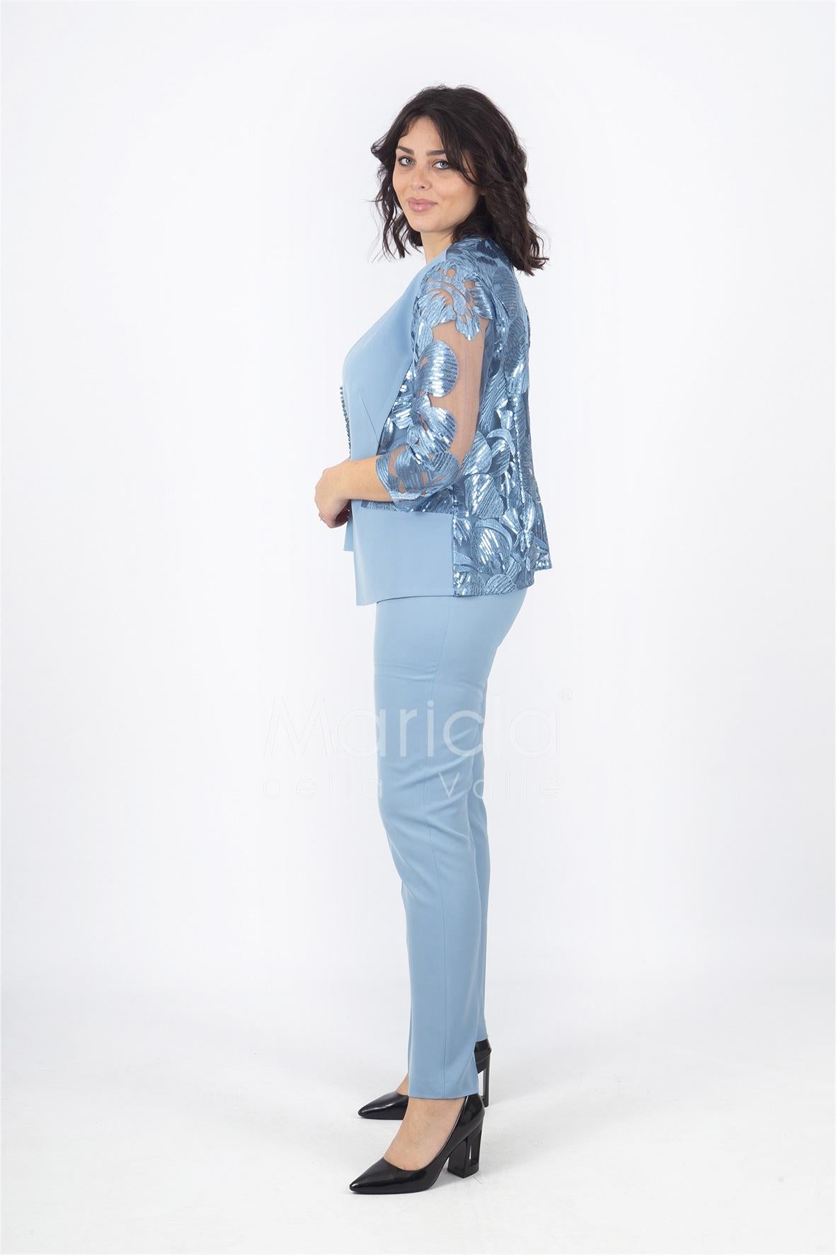 Tailleur 3 pezzi ricamato SH303 POLVERE SHARON 