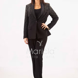 Tailleur con pioggia di strass Completo 3 pezzi SH409 NERO SHARON 
