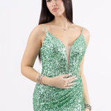Abito lungo a sirena con paillettes e strascico PF8065F MENTA MARICLA ELEGANCE 