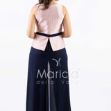 tuta con baschina e strass SH611 BLU SHARON 