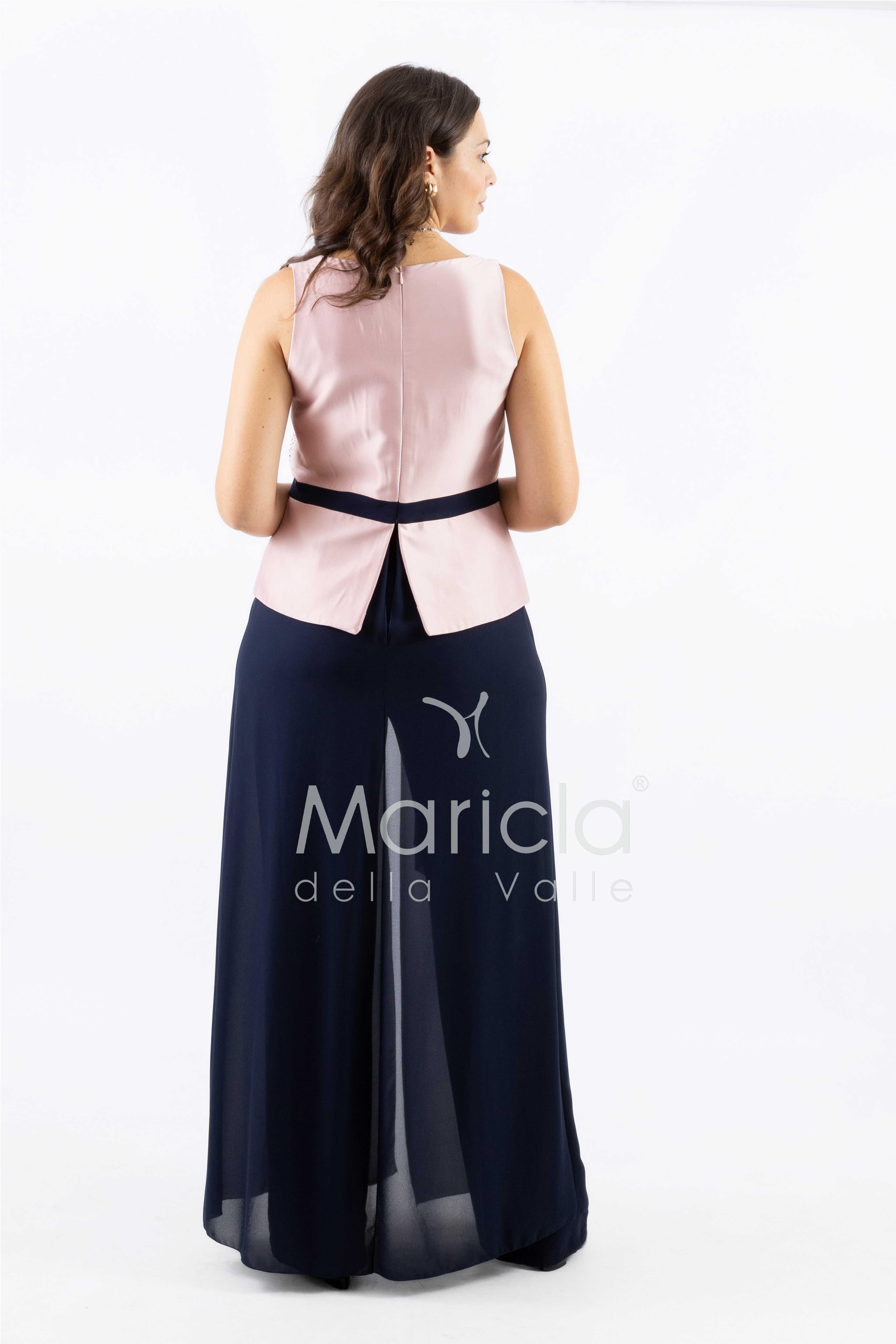 tuta con baschina e strass SH611 BLU SHARON 