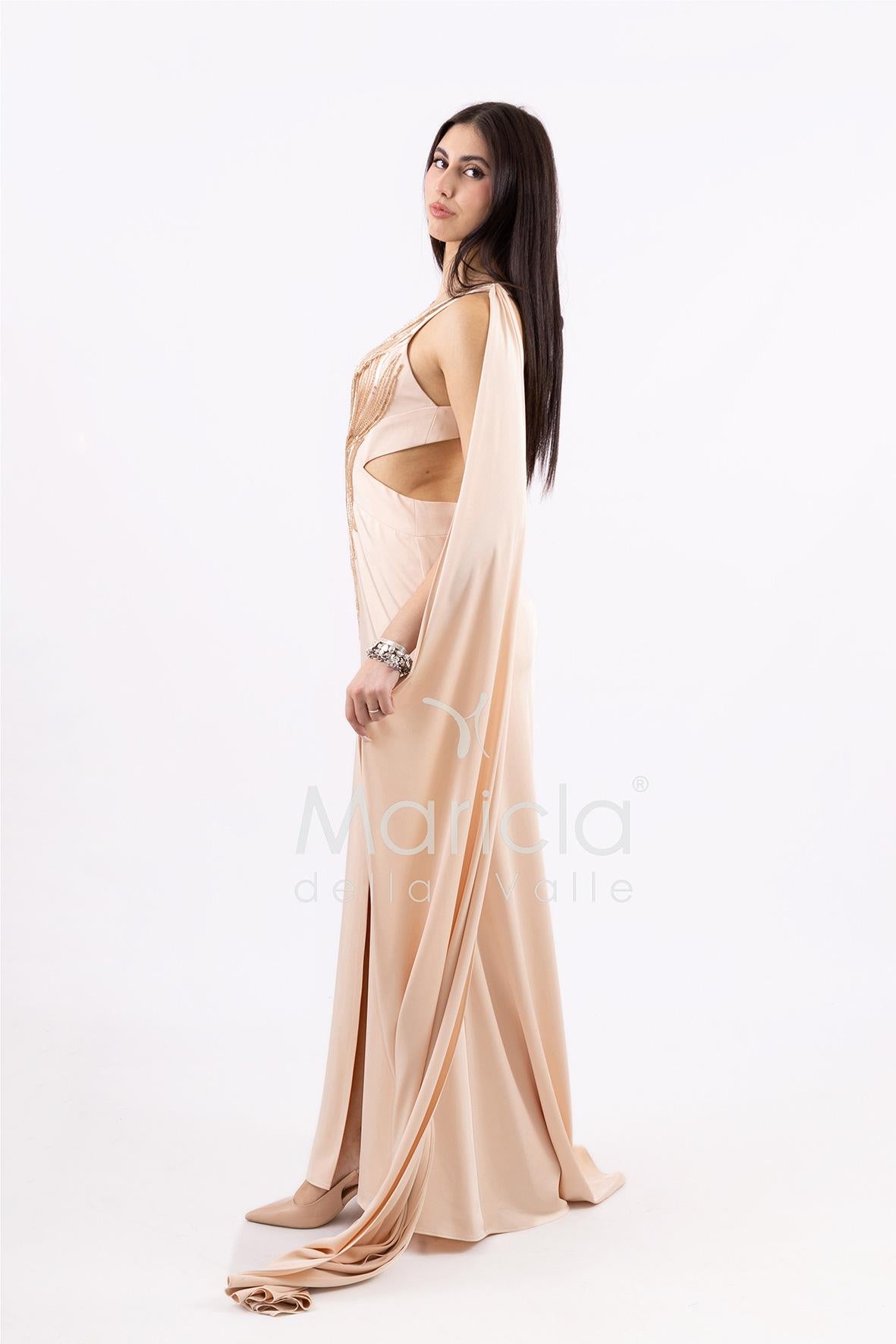 Abito sirena lungo con spacco ANT03JKN NUDE ANTILLE ELEGANCE 