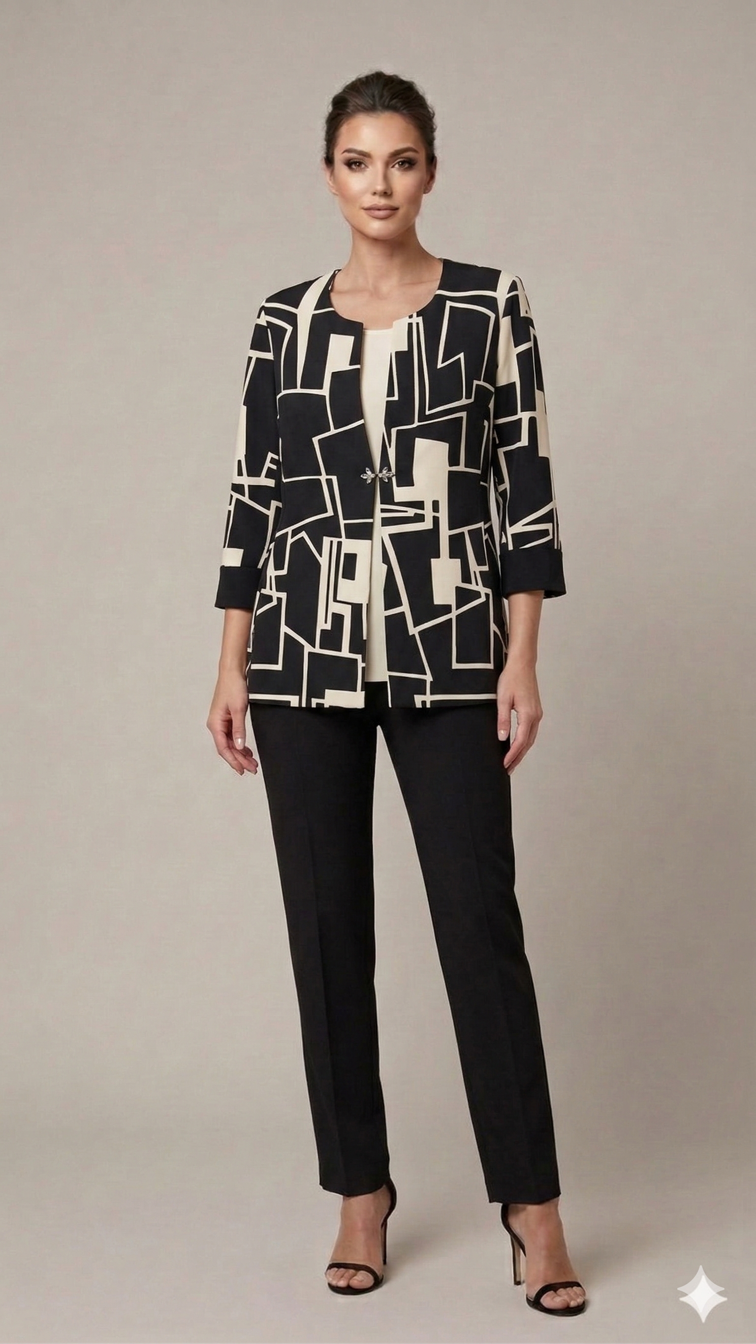 tailleur 3 pz giacca fantasia GRILLO NERO MARICLA 