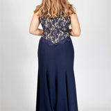 Abito ricamato<BR/> CLO60524 BLU MARICLA ELEGANCE 