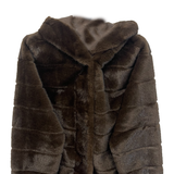 Giaccone in pelliccia a fasce con cappuccio<BR/> LIN3422 MORO MARICLA 