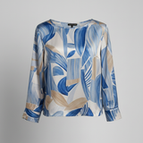 Blusa Fluida a Fantasia Astratta LIB26226 CELESTE MARICLA 