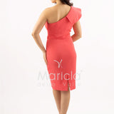 abito midi monospalla cintura gioiello SH841AC CORALLO SHARON 