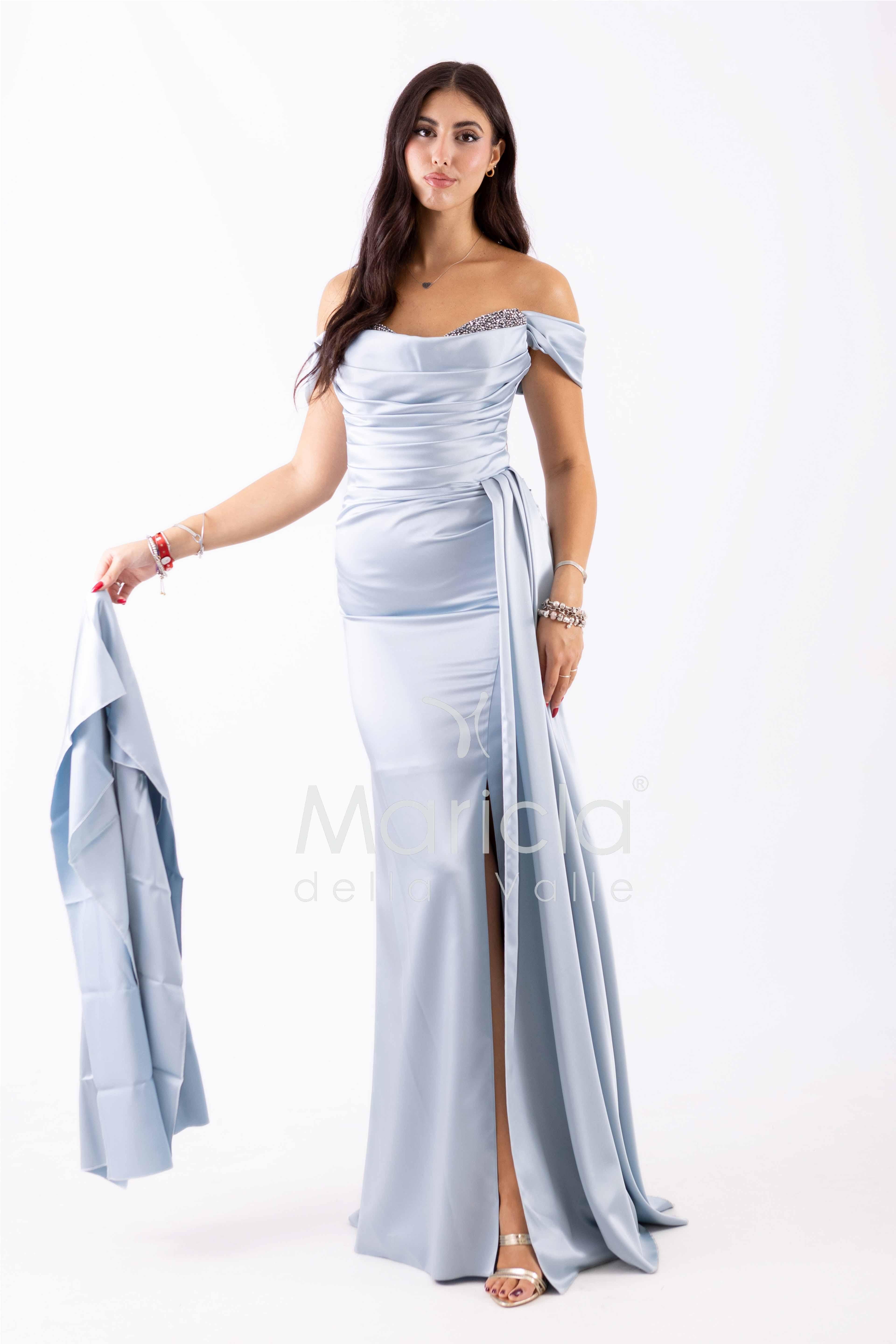 abito lungo con strass ALC04 POLVERE MARICLA ELEGANCE 