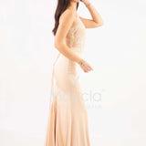 abito sirena corpetto ricamato ANT20412XJ CHAMPAGNE ANTILLE ELEGANCE 