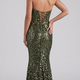 Abito a sirena in paillettes FI11093 VERDE MARICLA ELEGANCE 