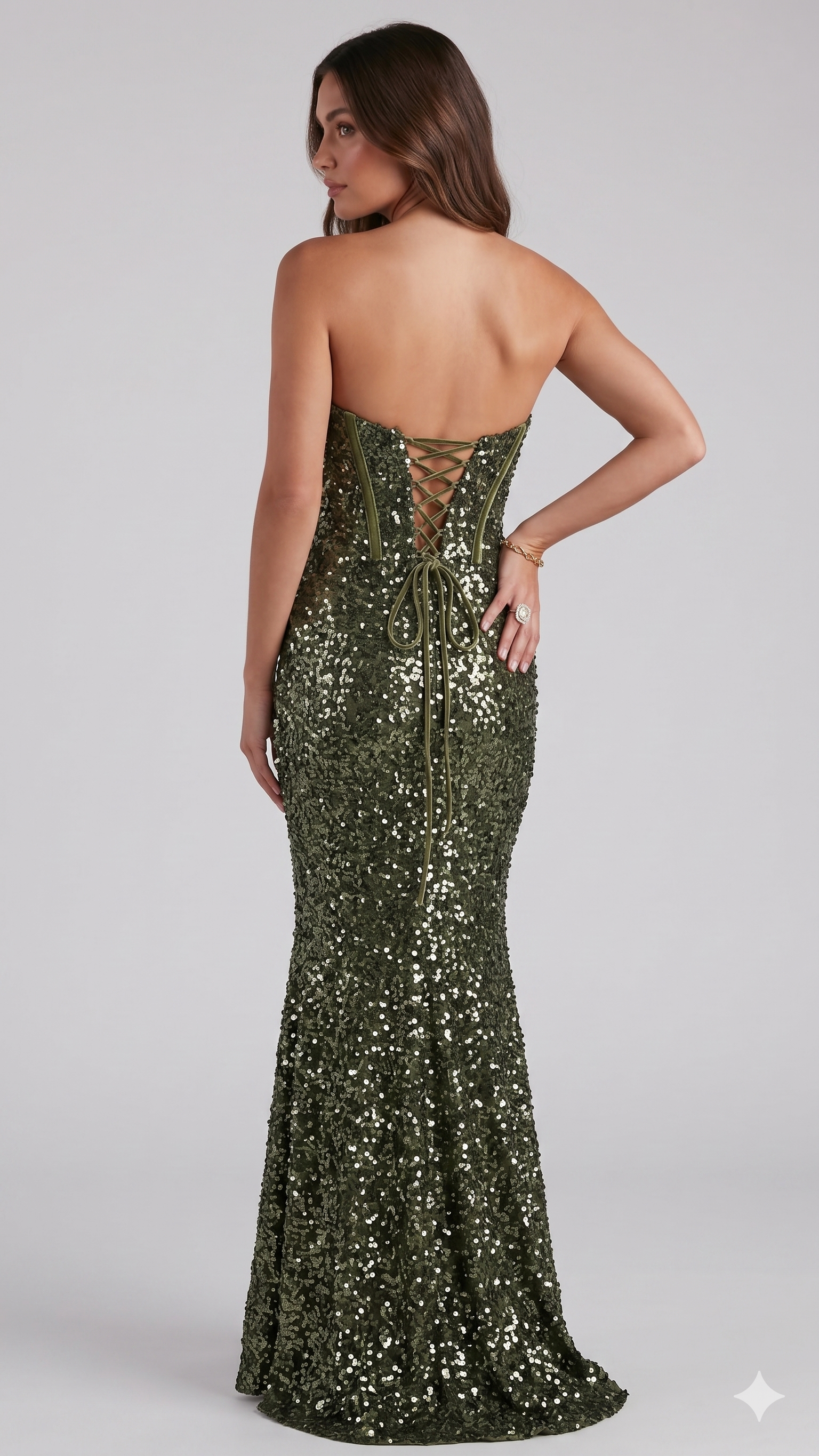 Abito a sirena in paillettes FI11093 VERDE MARICLA ELEGANCE 