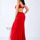 Abito lungo con dettagli in pizzo JC34400 ROSSO MARICLA ELEGANCE 