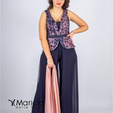 con baschina paiette PF101/22 BLU PAOLA FORTI 