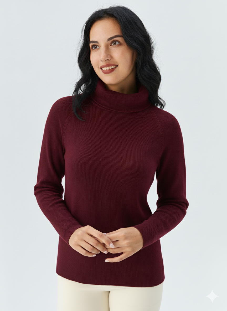 Maglia 100% lana  collo alto CF4405 AMARONE CARLA FERRONI 