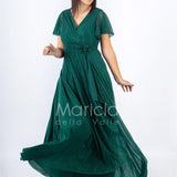 abito con fiore glitter JC34929 VERDE MARICLA ELEGANCE 