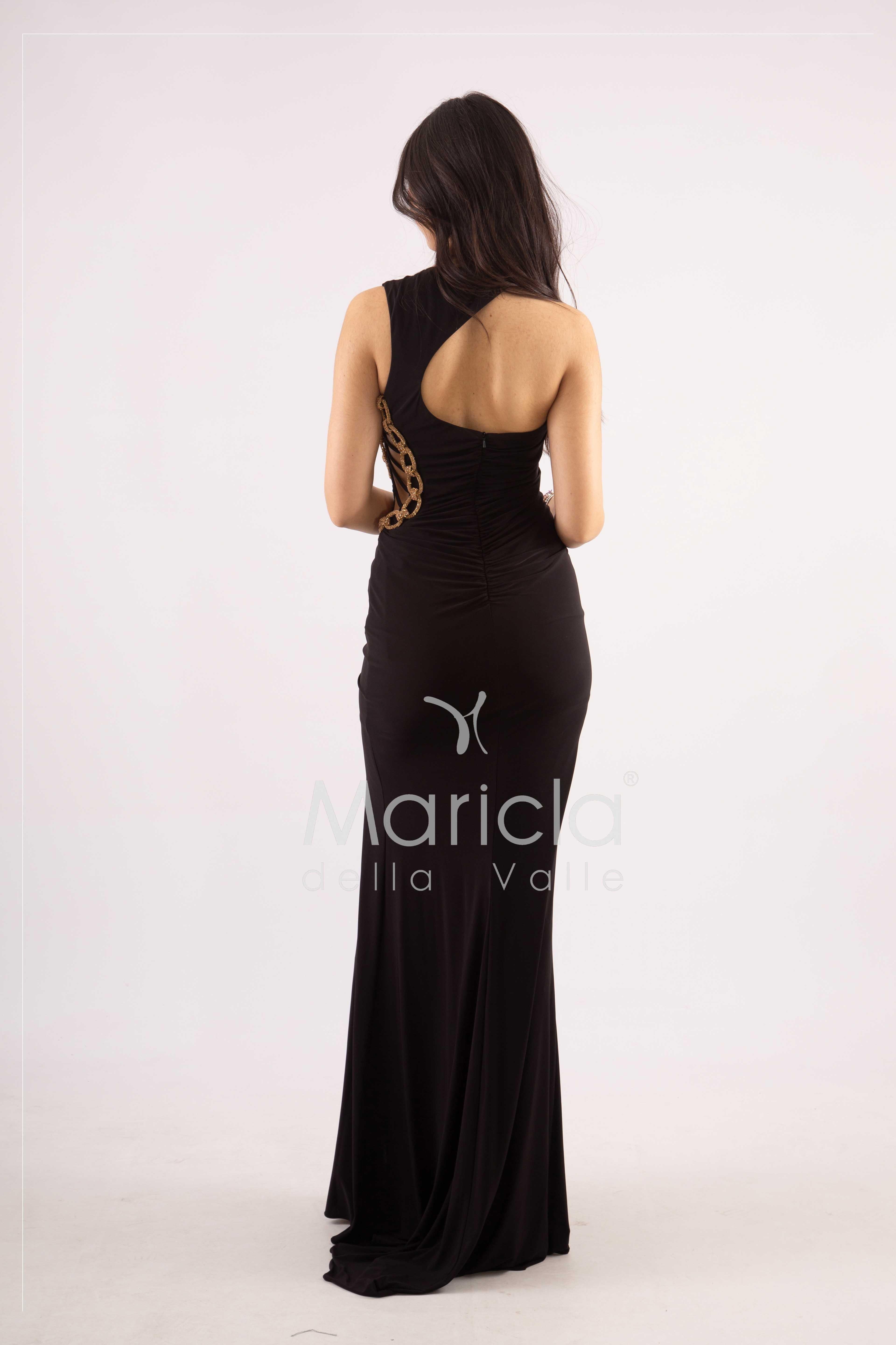 abito lungo drappeggiato catena ANT3225Y NERO ANTILLE ELEGANCE 