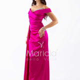 abito con strass scollo FI7443 FUCSIA MARICLA ELEGANCE 