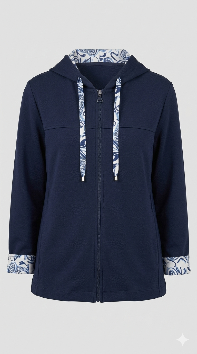 Felpa con Zip e Dettagli a Fantasia GR1980 BLU MARICLA 