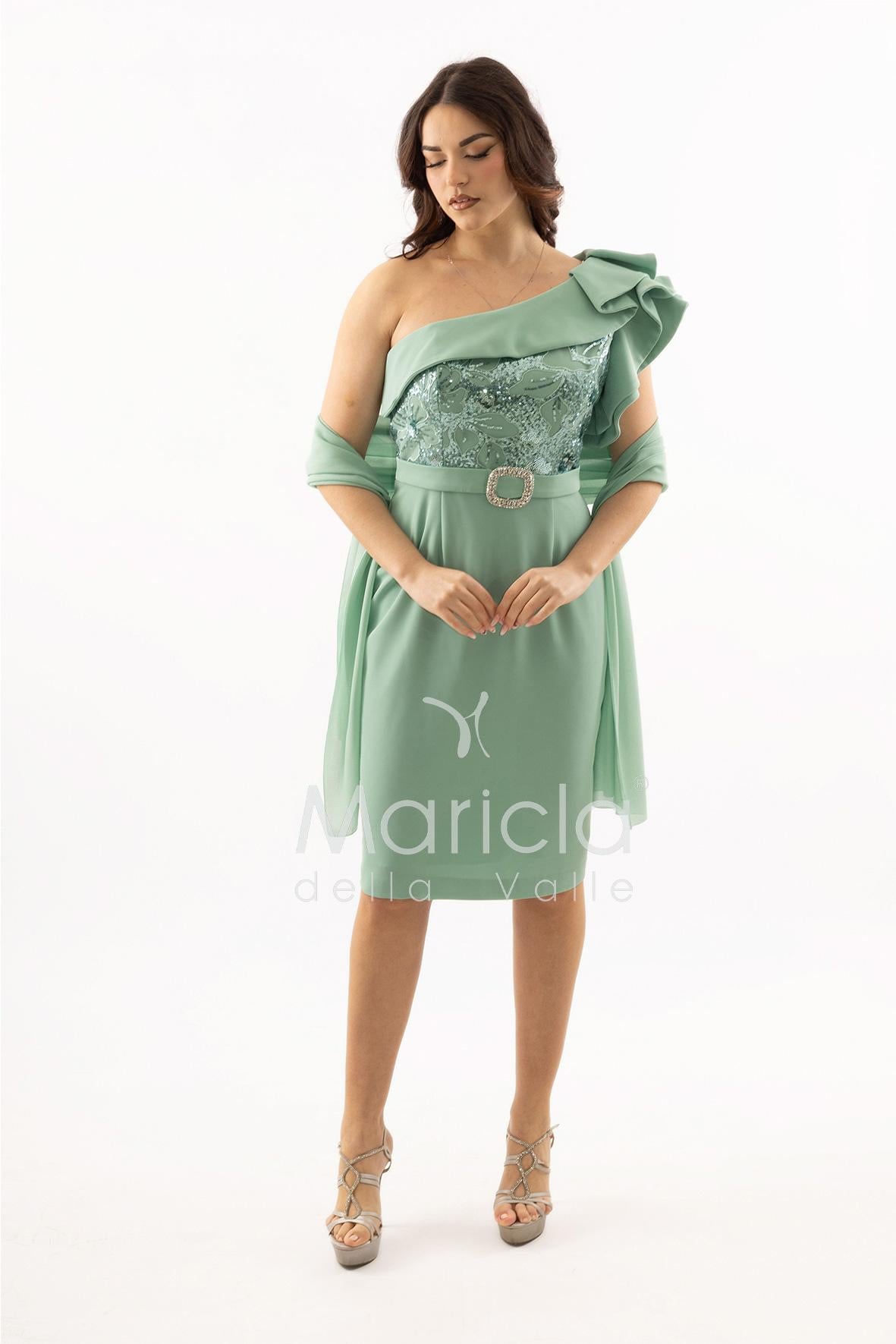 abito midi corpetto strass monospalla SH865AC MENTA SHARON 