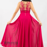 Abito lungo con ricamo ANT1007N FUXIA ANTILLE ELEGANCE 