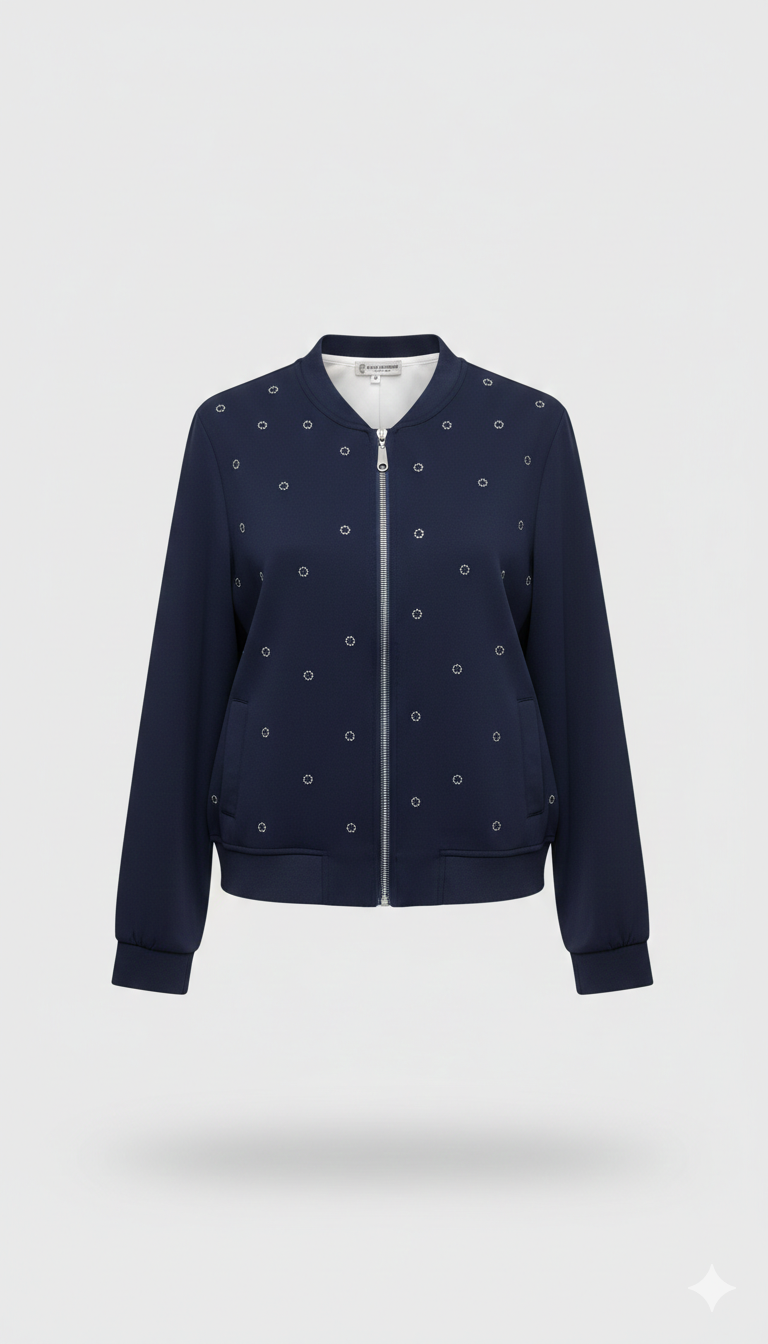 giacca felpa fiorellini strass CF22210 BLU CARLA FERRONI 