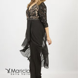 Tuta con pailette e manica 3/4 LH203 NERO/ORO LUDOVICA HASSLER 