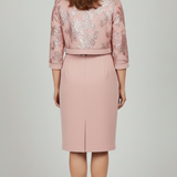 Tubino con Giacchino in Pizzo e Paillettes LH213AG ROSA LUDOVICA HASSLER 