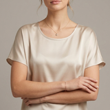 Blusa in Satin a Manica Corta tinta unita DB10886 PANNA MARICLA 