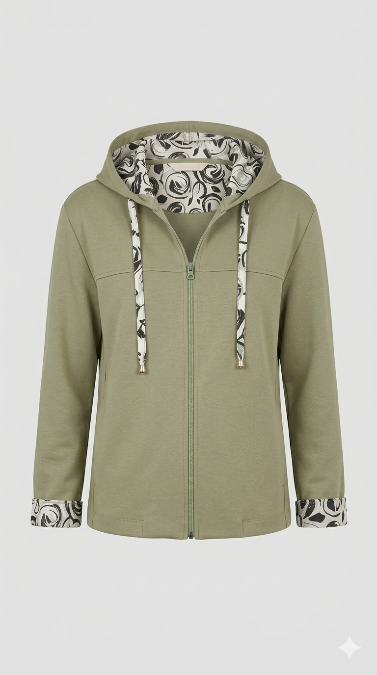 Felpa con Zip e Dettagli a Fantasia GR1980 ORIGANO MARICLA 