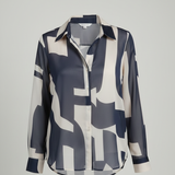 Camicia in Chiffon a Stampa Geometrica Abstract ROMI2743 BLU MARICLA 