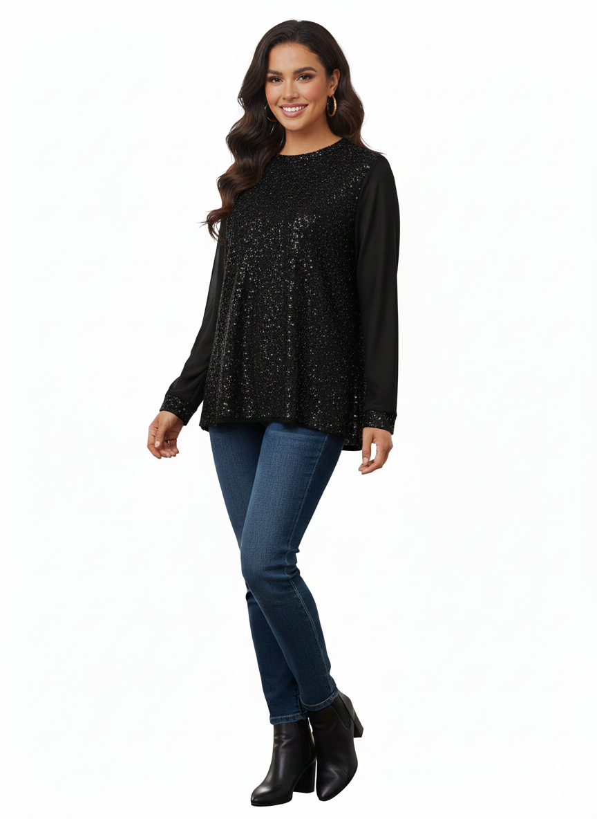 maglia glitter LIB03097 NERO MARICLA 