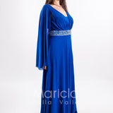 abito lungo con strass e manica aperta PF314 ROYAL PAOLA FORTI 