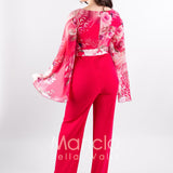 tuta floreale e cintura SH604 FUCSIA SHARON 