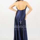 abito lungo incrocio plisse JC35267 BLU MARICLA ELEGANCE 