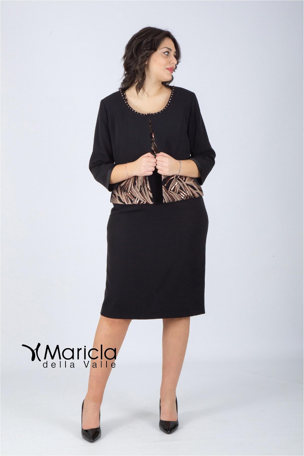 tubino+bolero PF410 NERO PAOLA FORTI 