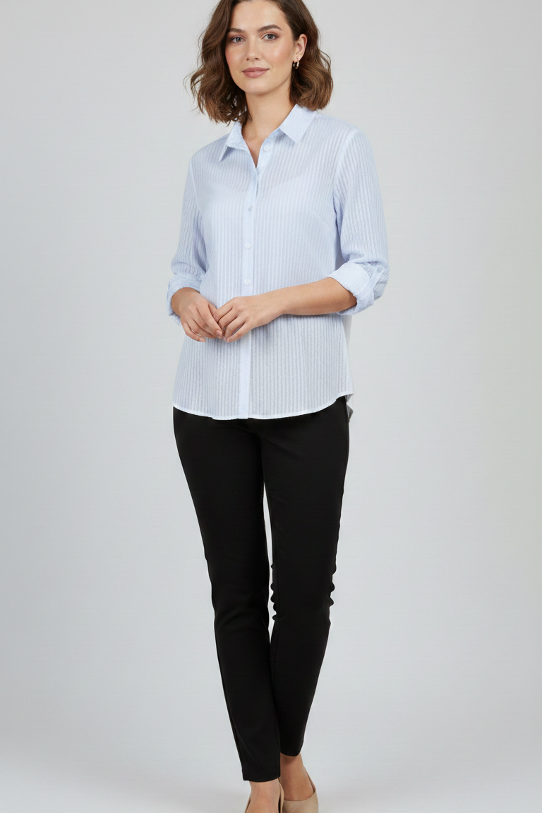 camicia pizzo LIN423 CELESTE MARICLA 